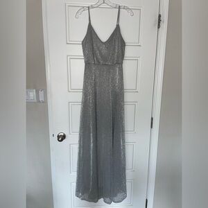 Lulus Silver Metallic Gown